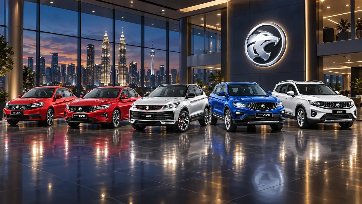PROTON Saga, S70, X50, X70 dan X90 di showroom premium